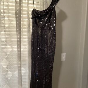 Windsor Black Sequin One Shoulder Formal Dress